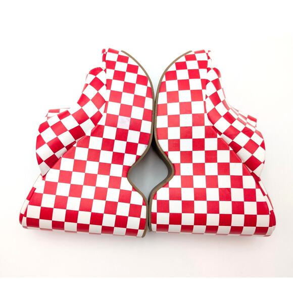 Chase & Chloe Astra Platform Wedge Sandal Women's Red/White Size US7.5 EU38 - Picture 6 of 12